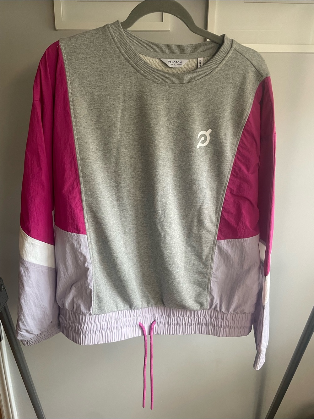 Peloton Gray, Pink & Light Lavender Colorblock Crew Sweatshirt
